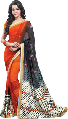 

Saara Printed, Self Design Daily Wear Georgette Saree(Orange, White)