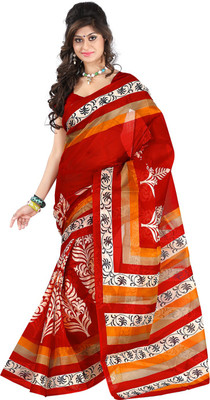 

Right Shape Printed Bollywood Polycotton Saree(Red)