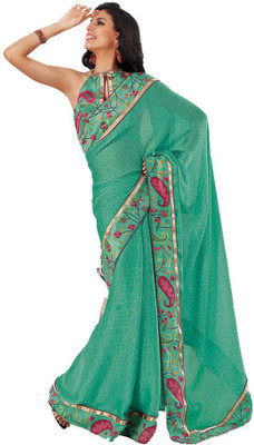 

Party Wear Dresses Printed Fashion Pure Chiffon Saree(Green)