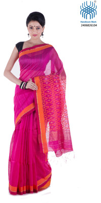

Tantuja Woven Tangail Silk Saree(Pink)