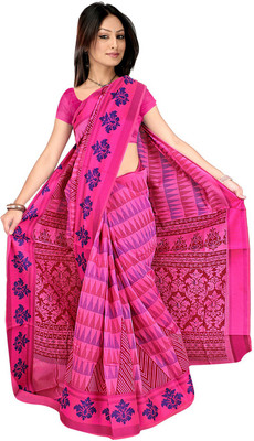 

Desi Butik Embroidered Fashion Chanderi Saree(Pink)