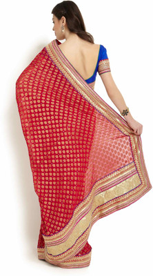 Soch Self Design Fashion Georgette Saree(Red)
