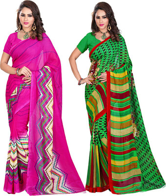 

Araja Printed Fashion Georgette Saree(Pack of 2, Green)