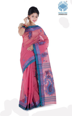 

Tantuja Woven Tangail Handloom Cotton Saree(Pink)