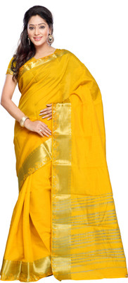 

Varkala Silk Sarees Woven, Self Design Kanjivaram Tussar Silk Saree(Gold)