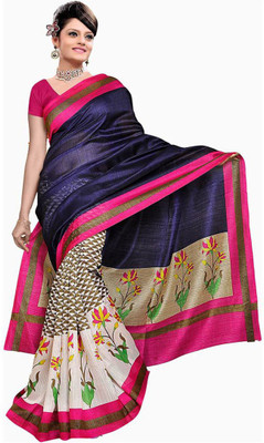 

Party Wear Dresses Printed Fashion Art Silk Saree(Pink)