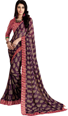 

Jiya Self Design, Printed Fashion Georgette Saree(Beige)