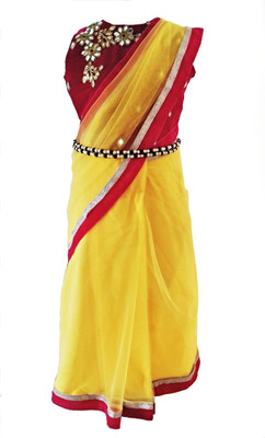 

Angel Wears Self Design Fashion Net Saree(Yellow, Pink