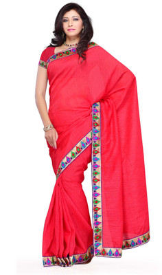 

JTInternational Solid, Self Design Fashion Art Silk Saree(Red), Crimson red