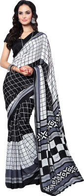 

Kanheyas Printed Fashion Handloom Chiffon Saree(Black, White), Multicolor