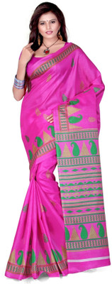 

Cenizas Printed Fashion Art Silk Saree(Pink, Green)