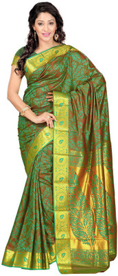 

Lovely Look Printed Daily Wear Art Silk Saree(Brown, Green)