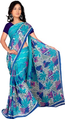 Vardan PRINTS Printed Bollywood Georgette Saree(Blue)