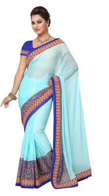

Ishin Embellished Fashion Lycra Saree(Blue), Firozi