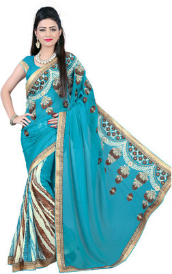 

Parisha Embroidered Daily Wear Georgette Saree(Blue), Sky blue