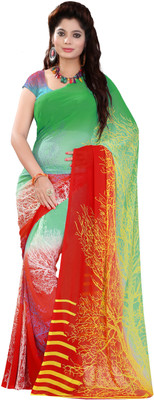 

Khushali Self Design, Printed Fashion Georgette Saree(Red, Green, Multicolor), Green;multicolor;red