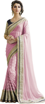 

Saara Embroidered Fashion Satin Saree(Pink, Blue), Blue;pink