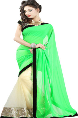

Sanju Sarees Solid Bollywood Georgette Saree(Green)