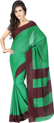 Goodfeel Solid Fashion Georgette Saree(Green, Brown), Dark brown;green