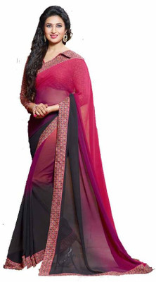 

Shree Vardhman Embroidered Bollywood Georgette Saree(Multicolor), Brown and rani