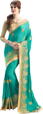 

Brijraj Embellished Fashion Satin Saree(Green)