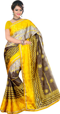 

Khoobee Self Design, Printed Fashion Chiffon, Jacquard Saree(Multicolor, Yellow)