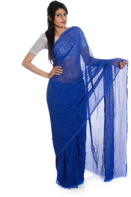 Aaradhya Fashion Printed Leheria Handloom Georgette saree(Blue) available at flipkart for Rs.1510