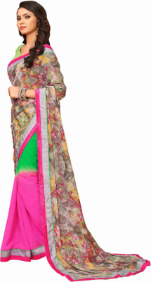 

Jiya Self Design Fashion Georgette Saree(Multicolor, Pink, Light Green), Light green;multicolor;pink