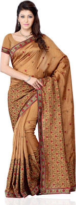 

JTInternational Self Design Fashion Art Silk Saree(Brown), Multi color