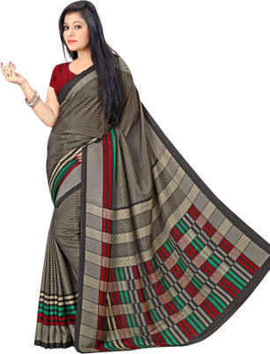 

Urban Vastra Striped Fashion Raw Silk Saree(Brown)