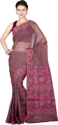 

Chandrakala Woven Banarasi Cotton Saree(Brown, Pink), Wine