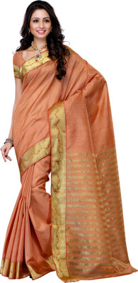 

Mimosa Woven Kanjivaram Tussar Silk Saree(Beige), Onion