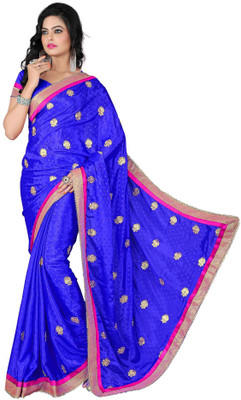 

Vishakha Fashion Embroidered Fashion Jacquard Saree(Blue), Royal blue