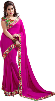 

Indianbeauty Solid, Printed Bollywood Chiffon Saree(Pink)