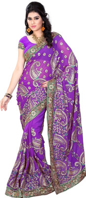

JTInternational Embroidered Fashion Handloom Georgette Saree(Multicolor)
