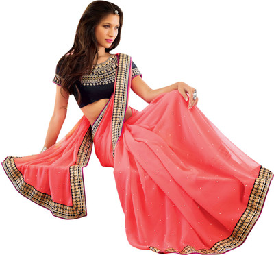 

Vishal Solid Fashion Chiffon Saree(Pink)