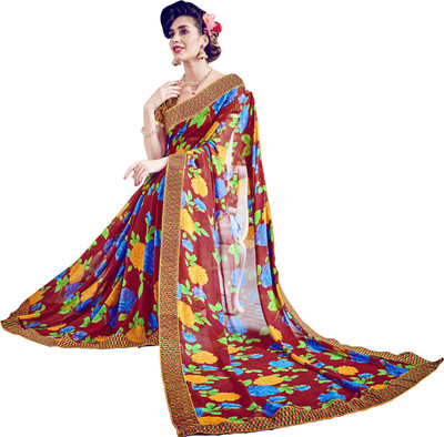 

Jiya Self Design, Printed Fashion Georgette Saree(Maroon, Multicolor)