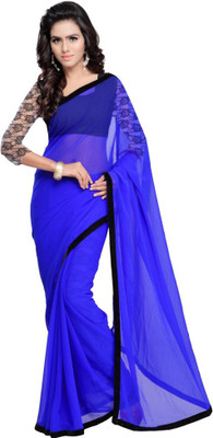 Hari Krishna Enterprise Embroidered Fashion Georgette Saree(Blue) available at flipkart for Rs.474