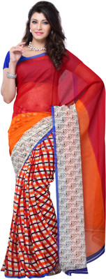 

JTInternational Solid, Checkered, Floral Print Fashion Art Silk Saree(Multicolor)