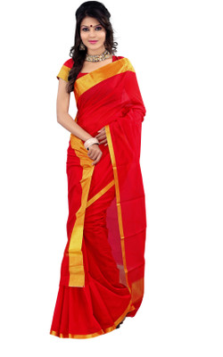 

Mimosa Woven Kanjivaram Handloom Cotton Saree(Red)
