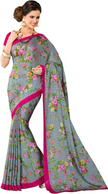 

Jiya Self Design, Printed Fashion Satin, Chiffon Saree(Grey, Multicolor)