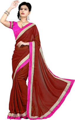 

Party Wear Dresses Solid Fashion Chiffon Saree(Maroon)