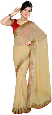 

Dancing Girl Plain Bollywood Georgette Saree(Beige)