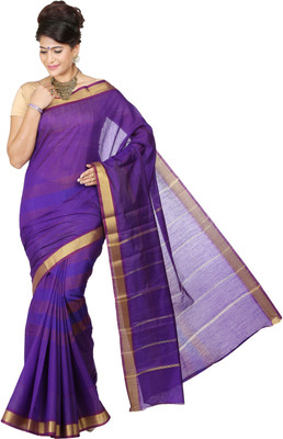 

Kaatru Solid Rasipuram Silk Saree(Multicolor), Violet