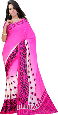 

Khoobee Self Design, Printed Fashion Chiffon Saree(Pink)