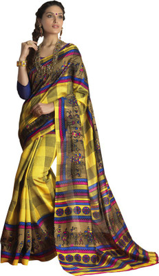 Parisha Printed Fashion Silk Saree(Yellow)