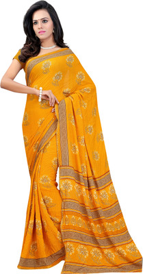 

Khushali Self Design, Printed Fashion Chiffon Saree(Yellow, Beige), Beige;yellow