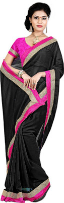 

Party Wear Dresses Plain Fashion Chiffon Saree(Black)