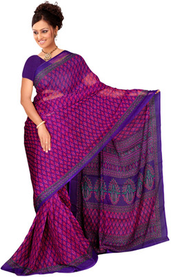 

Khushali Self Design, Printed Fashion Chiffon Saree(Purple, Pink), Pink;purple