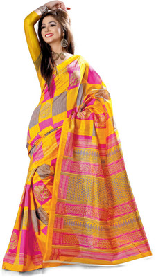 

Khushali Self Design, Printed Fashion Silk Saree(Yellow, Pink), Pink;yellow